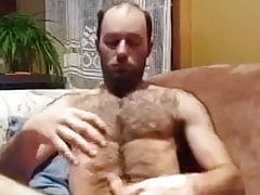 hairy daddy pumps out a load