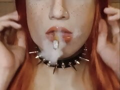 Smoking in Female mask