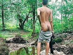 Forest outdoor sex solo masterbating cumshot