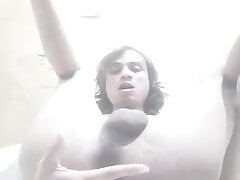 Indian Desi village cross dresser shemal cd gay boy showing full nude body in shower water bathroom ass hole big hole bl