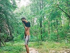 Indian Muslim hot gay boy having fun with long big hairy dick cumshot