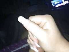 Sissy jerking with fake nails
