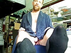 Hairyartist Will in blue robe double video