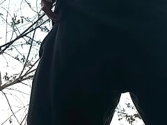 Chubby exhibicionist bator bro masturbating small dick smoking and pissing in the forest
