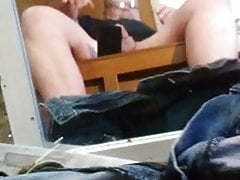 EDGING TALKING MOANING AND CUMMING HARD IN THE MIRROR