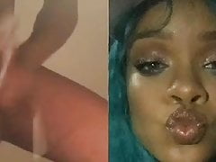 Dude busting a fat nut for Rihanna