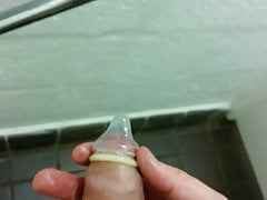 Filling Condom With Cum In Public Toilet