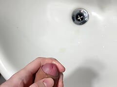 Young Twink with tattoo cum In sink
