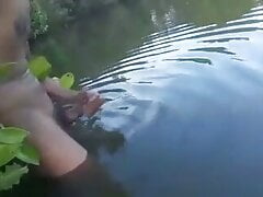 Hot sexy boy masturbating openly in water and removing his sperm