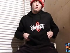 Straight tattooed thug Blinx cums after masturbating solo