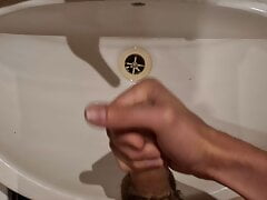 Quick morning masturbation before going to work with cum to the sink close up 4K
