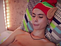 Christmas Special Big Dick Slim Latino Twink Magic C Jerking off Covering Some Christmas Cookies on Cum and Then Eating Them