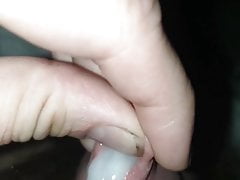 Foreskin play with cum