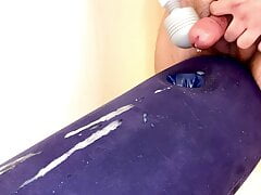 Fat Guy Cumming and Pissing On Inflatable Pillow -- THUNDER ALERT --