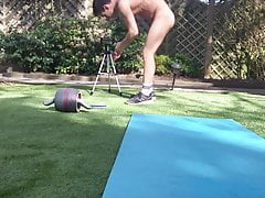 Naked outdoor workout
