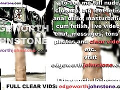 EDGEWORTH JOHNSTONE tv oiled dildo footjob CENSORED femboy crossdresser foot job with big feet in DILF black wig