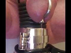 Highlights of 3.5 hour estim session in chastity