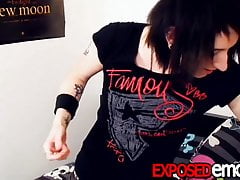Inked emo tugs on his big dick and fucks toys for pleasure