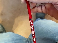 Pulling a pencil out of my cock