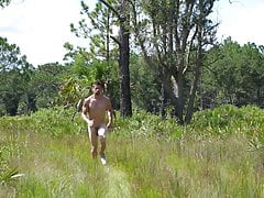 Naked runner outdoors