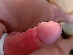 Jerking off on stairs with cockring and moaning