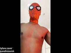 Spiderman hunk fucks cute twink