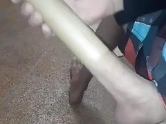 My cock in a paper towel roll my cock is so horny i love it