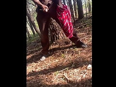 Black man masturbate in public park