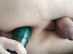 Very juicy anal toying loose asshole