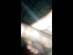 guy masturbates and self-penetrates his anus with his fingers in the shower