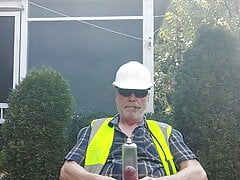 Construction dad after a long,  hot day working
