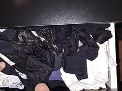 Jerking off and cum on mommys panties in her room