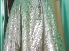 Indian Gay Crossdresser Pressing Her Big Boobs and Fingering in Her Ass in Pink Dress