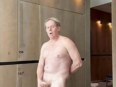 Jerking off in locker room naked