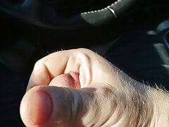 jerking off in car after work in parking lot