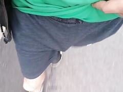 Flashing my soft bulge and dick walking to the store