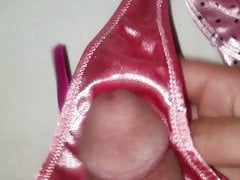 Stroking with some sexy satin thongs