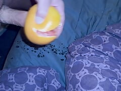 Dannyroyal masturbating with grapefruit trying new things