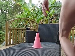 outdoor anal cone and cock tied on cam in front