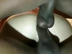 white bottom gets double penetration by black cocks