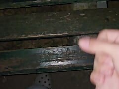 I cum on a bench outside