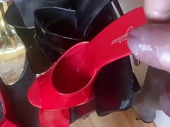 Two cumshots on red mules - user request
