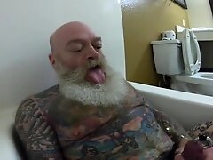 Daddy tatooed masturbating