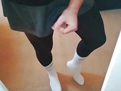 Horny FemBoi Orgasm's Clitty Milk in School Uniform
