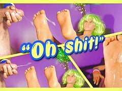 Screaming Cumshot All Over My Dolls Soles !