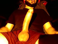 Bearded hairy man with huge cock and balls