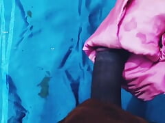 Satin handjob - Cum on saree - satin silky pink suit rub on dick head (87)