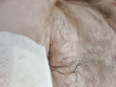 My first piss of the day. POV and wetting my teeshirt after running