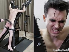 Straight College Boy Strapped to a Bondage Cross and Spanked