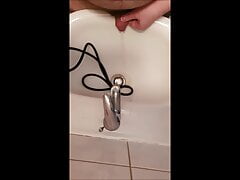 Pulling 1m Cord out of Penis, Peehole, Insertion and Pee